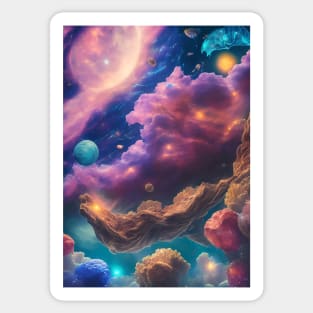 Mystical Nebula Planets Clouds Sticker